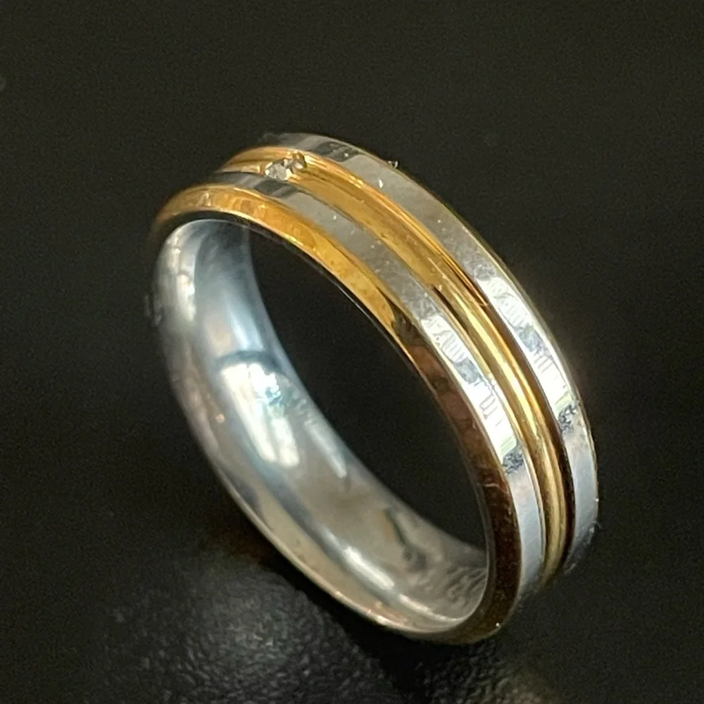 18k gold silver titanium ring size 9 - Picture 9 of 10